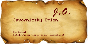 Javorniczky Orion névjegykártya